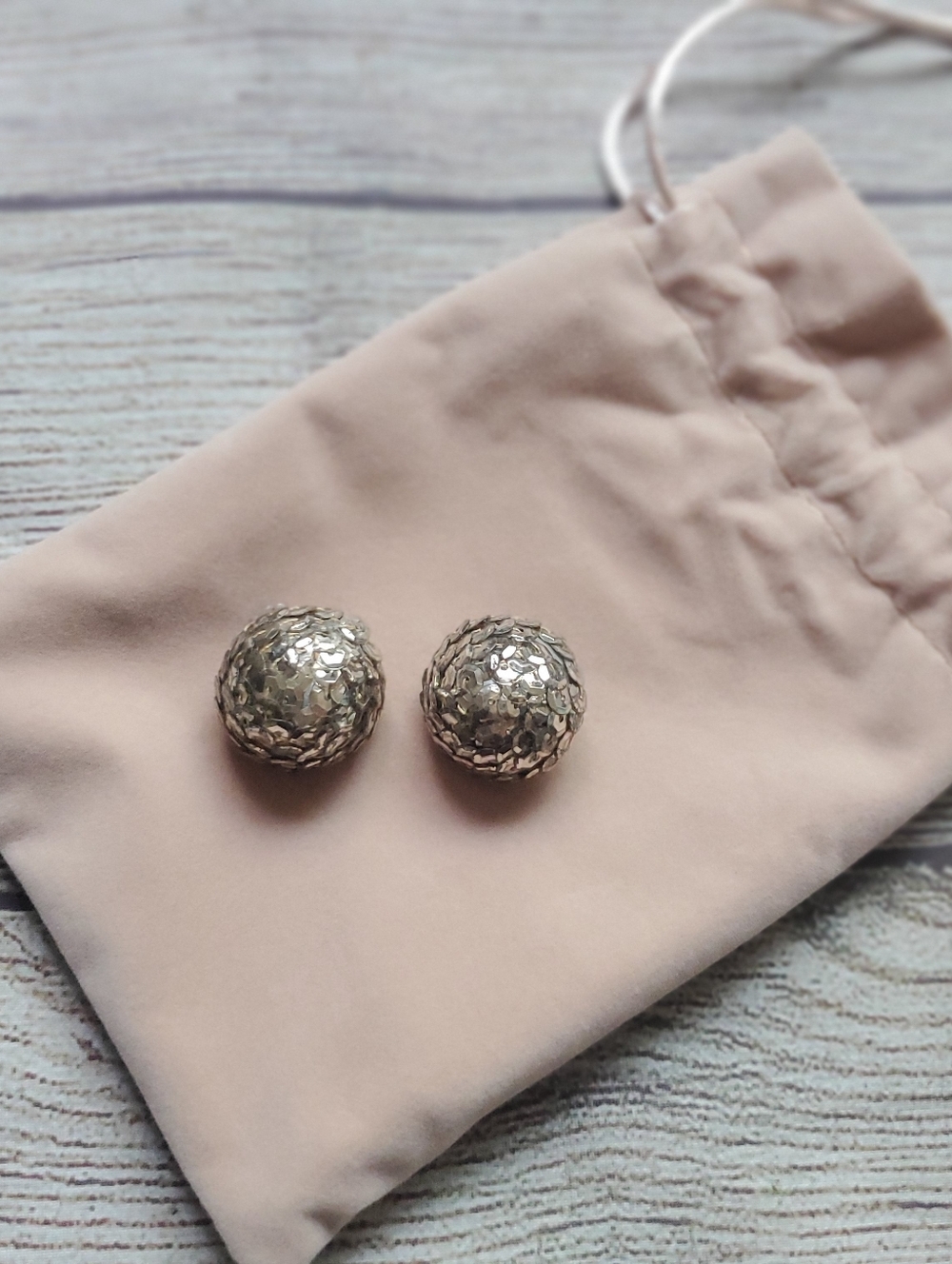 Vintage Sequin Dome Textured Clip-On Earrings